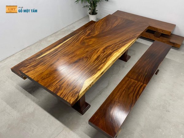 bộ bàn gỗ me tây nguyên tấm