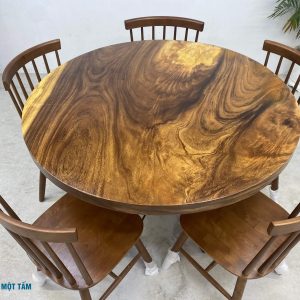 bàn tròn gỗ me tây