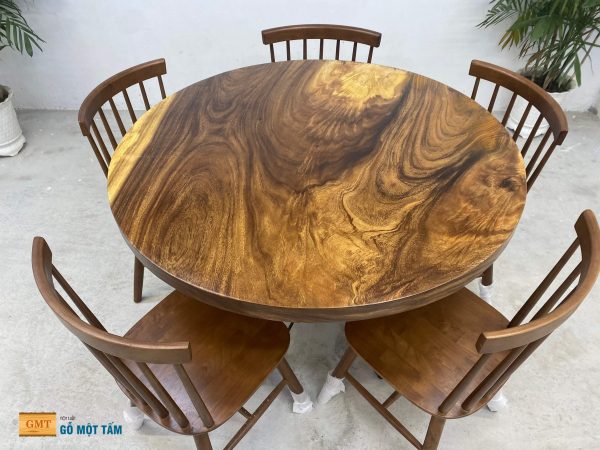bàn tròn gỗ me tây